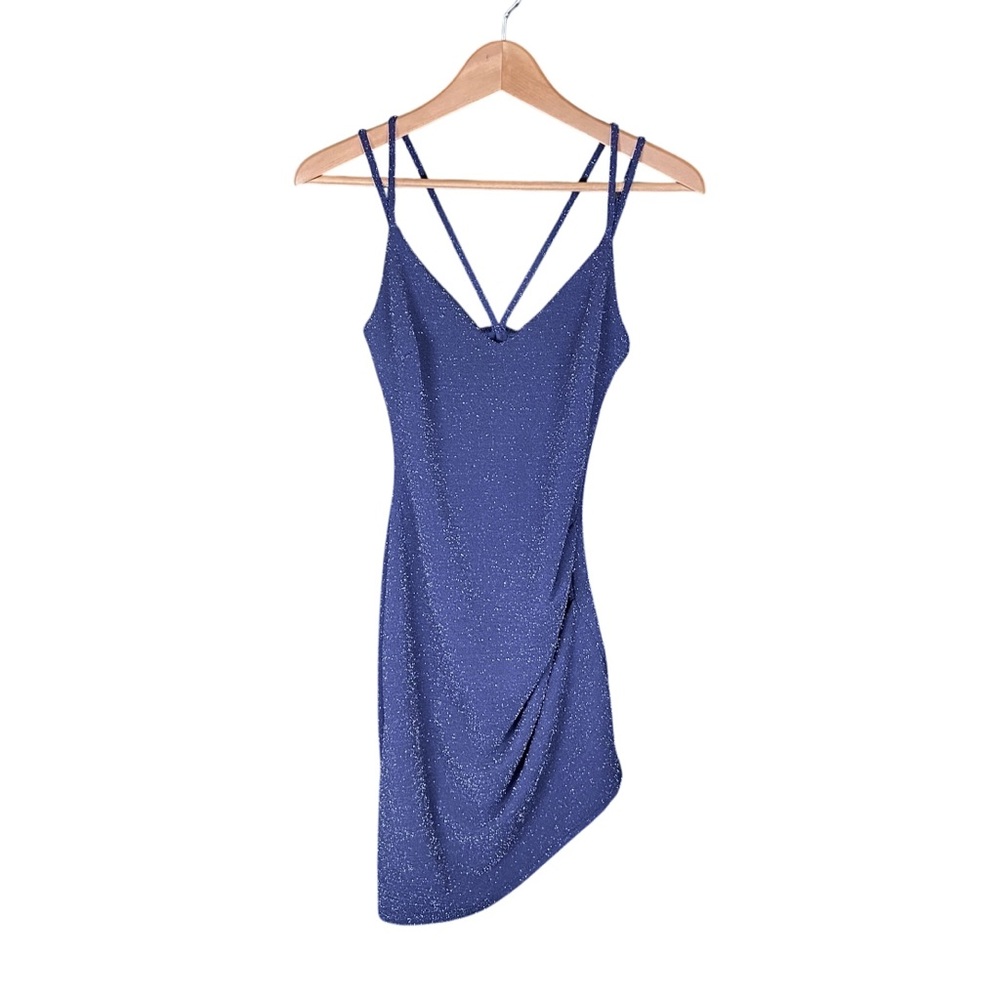 Sparkly Navy Blue Dress Women’s Size Small Asymmetrical Homecoming Mini Dress S